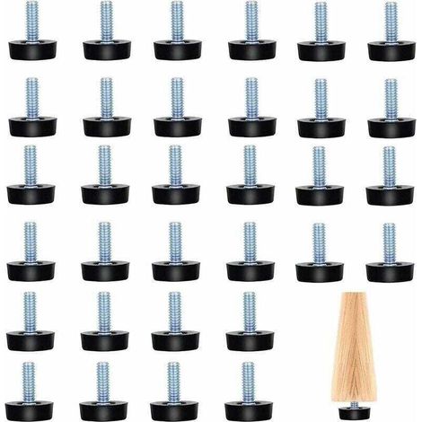 32 Pièces Pieds de Meubles Réglables Pieds à Vis Pieds de Nivellement de Meubles Pieds Filetés M8 Pieds de Nivellement pour Pieds de Meubles Chaise Table Noir M825 mm (1/4)