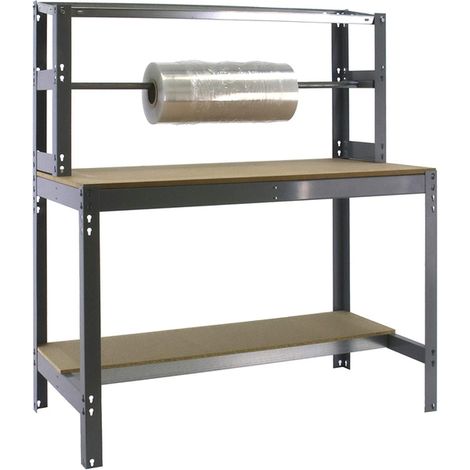 Banco de trabajo SIMONWORK de 3 estantes (144,5x151x76cm) GRIS Y MADERA