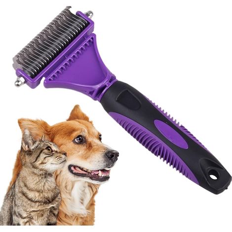 Brosse double face pour chien en acier inoxydable, peigne démêlant pour poils longs, adapté aux petites et grandes races (1/5)