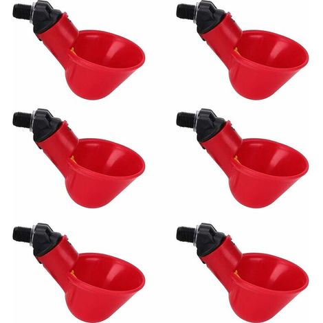 AGE Bol d'eau pour poulets bac d'eau pour poulets bac d'eau pour oiseaux pour pigeons bac d'eau pour poulets 6 pcs (rouge) (1/5)