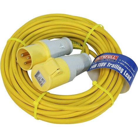 Faithfull FPPTL14ML 110v Trailing Lead 16amp 14m One Socket Cable
