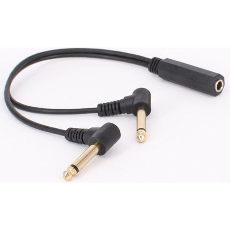 Gold-plated double elbow audio extension cable 6.35 to dual 6.35 male for mixing consoles, amplifiers and speakers. (1/3)