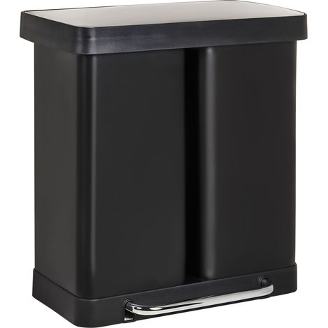 Doppel-Tretmülleimer 60 L ECOSORT Metall Schwarz