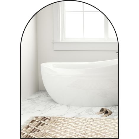 HOMCOM Arch Bathroom Mirror, Wall Mirror with Steel Frame, 50 x 70cm, Black (1/5)