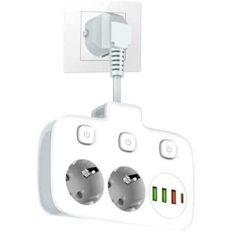 Single switch power strip 2 compartments, power strip with 3 switches, double (1/5)