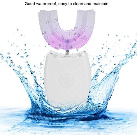 Brosse à dents électrique ultrasonique rechargeable en silicone en forme de U pour usage domestique, pour le blanchiment des dents (blanche) (1/5)