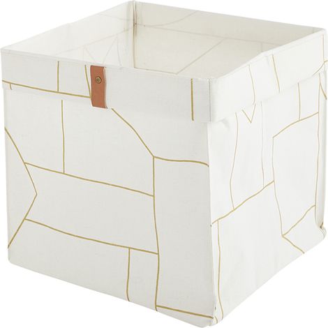 Panier de rangement souple - Pliable - Poignée effet cuir - Motif Classic chic - Polycoton - 31x31x31cm - BOX & BEYOND (1/5)