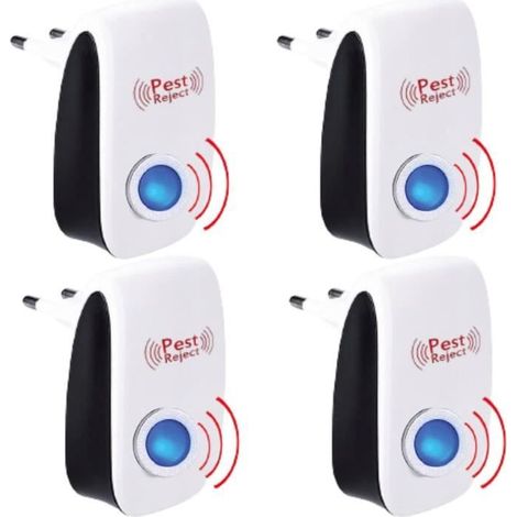 Pack de 4 Appareil Ultrason Souris - et Rats Barrage aux Insectes Repulsif à Tue Mouche Electrique Anti Puissant ultrasons rongeurs (1/4)