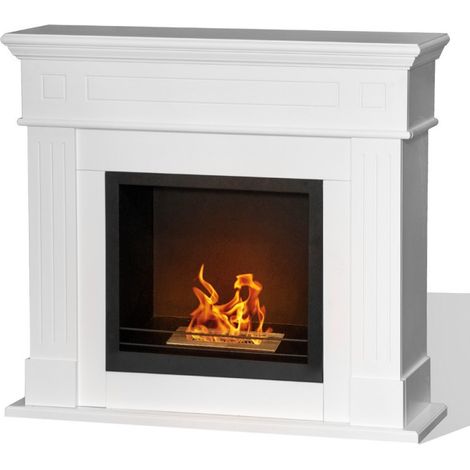 Biochimenea de suelo Cambridge en madera blanca 110x37x102h
