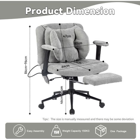 Chaise gaming pivotante grise, hauteur ajustable avec repose-pieds, support 150 kg, accoudoirs et roues, fauteuil de bureau ergonomique. (1/5)