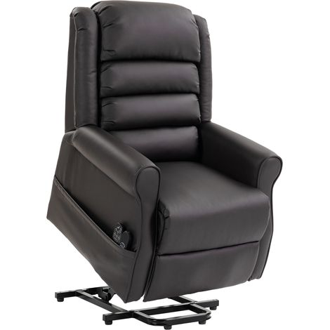 Elektrischer Aufstehsessel mit Vibrationsmassage und Wärmefunktion, Senioren-Relaxsessel aus PU-Leder, Braun (1/5)