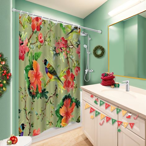 Kit rideau de douche en polyester 180x180 avec 12 œillets housse de baignoire pour hôtel / airbnb (1/5)