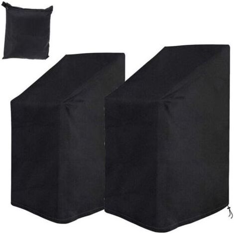 Pair De 2 housses protection pour chaise jardin, XU, Imperméable, Résistant froid, UV, Housse tissu Oxford 210D, Empilable, (1/4)