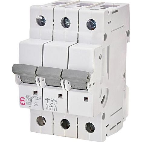 ETI Disjoncteur de protection de circuit ETIMAT P10 3 pôles, 10kA, C6, REG