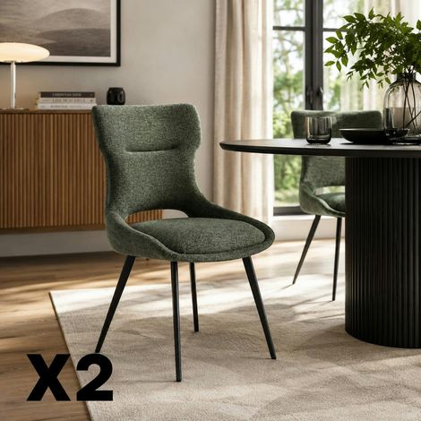 Chaise de salle à manger verte en tissu (lot de 2) LUGANO (1/5)