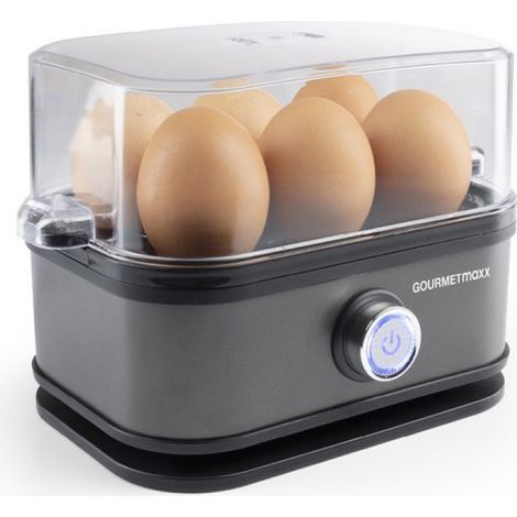 Cuiseur à œufs GOURMETmaxx pour 6 œufs Eierkoker avec oeuf prikker à maatbeker Cuiseur à œufs avec 3 degrés de dureté – pour œufs d'élan de juiste Chaudière à œufs design antraciet, vaatwasmachi