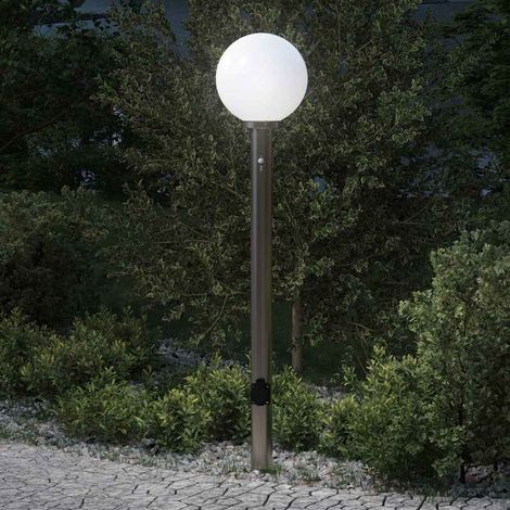 Borne lumineuse avec détecteur et prise 120 cm acier inoxydable IP44 (1/5)