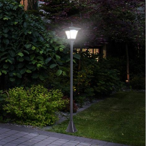 CHICFURN Lanterna solare da giardino 15 x 15 x 120 cm nera in plastica IP44 da esterno (1/5)
