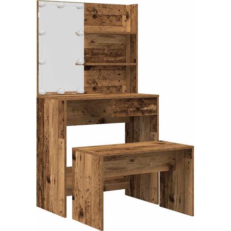Maison Exclusive - Set Tavolo da Toeletta con LED Legno Antico Legno Multistrato