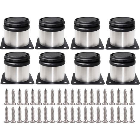 8-teiliges Set verstellbarer Möbelbeine inklusive Schrauben, runde Metallbeine aus Edelstahl für Schränke, Tische, Kleiderschränke, höhenverstellbar für Sofas, Tische und Schränke (1/5)