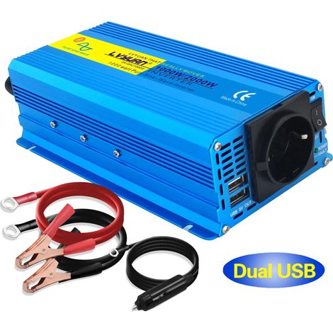 Onduleur de puissance, 1300W de puissance continue, sortie en onde sinusoïdale pure, 2000W-12V-220V (1/2)