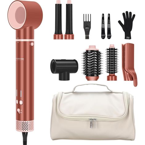 AirStyler, 7 en 1, double tension automatique Multi Styler Avec lisseur à air, bigoudi automatique de 28 mm, 110 000 tr/min, embout de finition lissante, édition cadeau, Amber Silk (1/5)