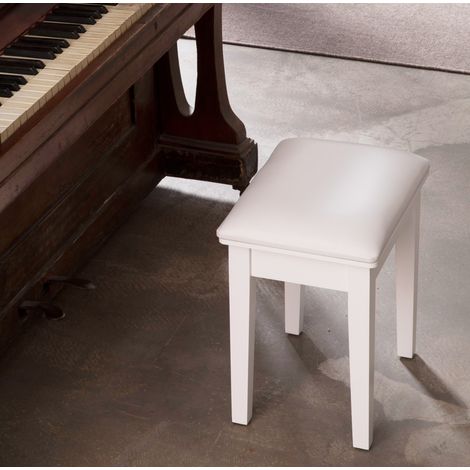 MEUBLIV taburete de tocador 43x33x45 cm blanco, asiento acolchado, sin respaldo (1/5)