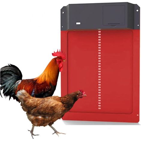 Porte Automatique Poulailler,Porte de Poulet avec Capteur de Lumière, Etanche Capteur de Lumière Automatique à Induction à Pile,Elevage de Poulets Sécurisé (1/4)