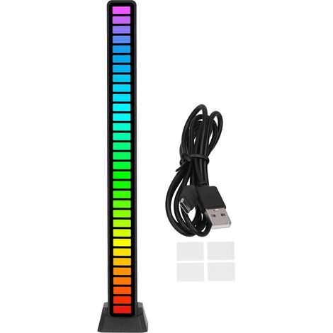 RGB-LED-Leiste, Sprachsteuerung, 18 Modi, für Auto, Schlafzimmer, Studio, Musik-Ambientebeleuchtung, einstellbar, schwarz. (1/5)