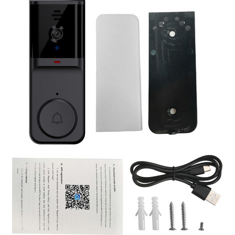 Videocitofono intelligente con Ring Chime, visione notturna a infrarossi, Wi-Fi a 2,4 GHz, videocitofono wireless, chiamate tramite app TY, audio bidirezionale, ampio raggio di trasmissione per porte (1/5)