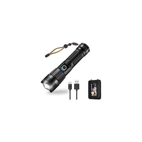 Lampe torche LED 10000 lumens, 5000 mAh, USB rechargeable, zoomable, 5 modes – (1/4)