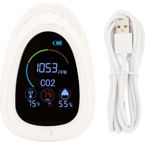 Détecteur de CO₂ extérieur 5 en 1, moniteur de qualité d'air avec température, humidité, boîtier ignifuge, pour camping, 5V (1/5)
