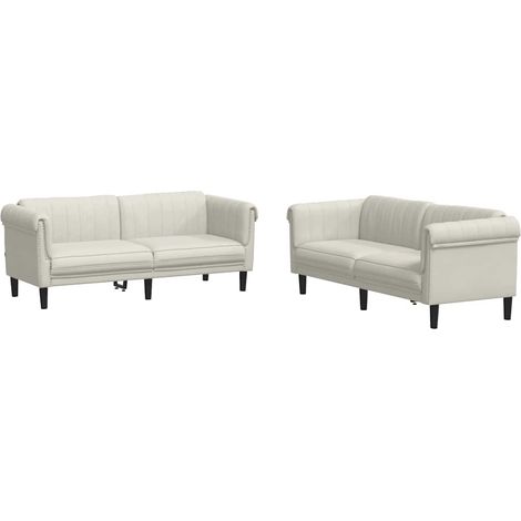 Ensemble de Canapé Sofas 2 pcs crème velours (1/5)