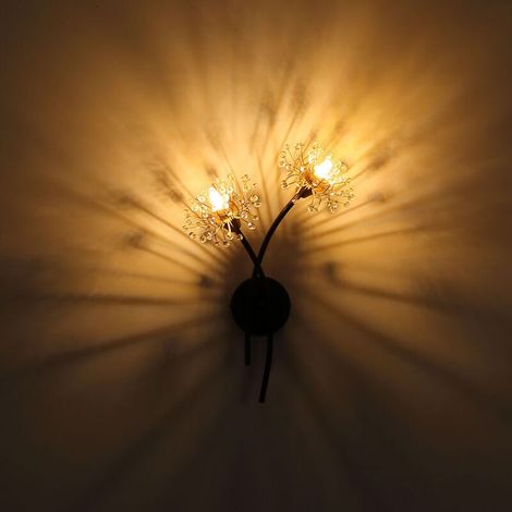 AMXCNOY Wandleuchte für Flur und Wohnzimmer, florales Design, gold- oder schwarzfarben, 2 G9-Leuchtmittel, Maße: 32,5 x 44,5 cm (1/5)