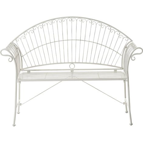 Garden Bench Off-White Metal Iron 2 Seater Loveseat Outdoor Vintage Retro Style Patio Balcony Terrace GUALEA (1/5)