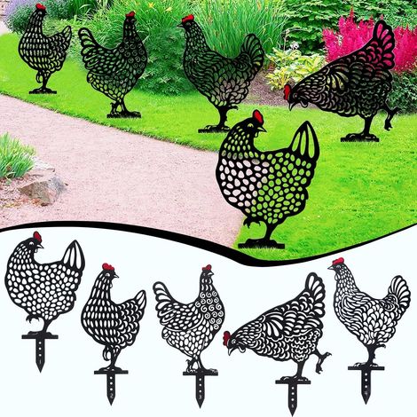 Lot de 5 figurines de poussins décoratives faites main pour le jardin. (1/3)