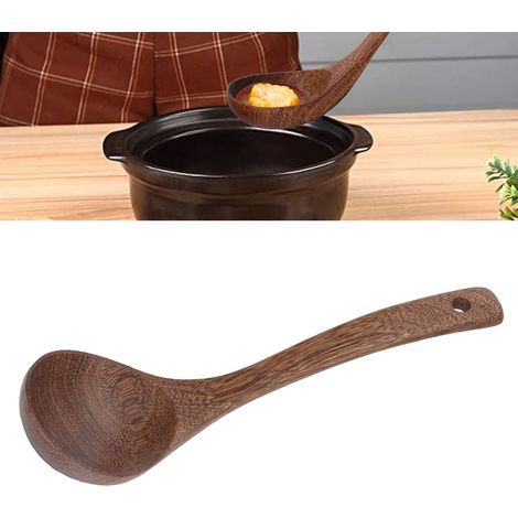 Ustensiles de cuisine en bois en forme d'aile de poulet, louche à manche courbé, petite louche murale à trou rond et manche incurvé (1/5)