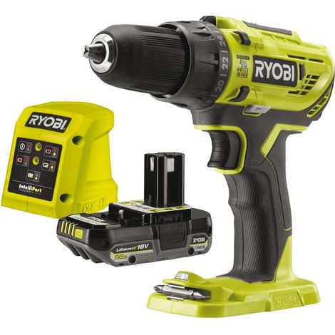 Perceuse-visseuse à percussion 18V - 2 vitesses - 50 Nm - 500-1 800 tr/min - réglage de couple 24 positions - mandrin 13 mm livrée avec 1 batterie 2Ah et son chargeur - R18PD32-1C20G (1/5)
