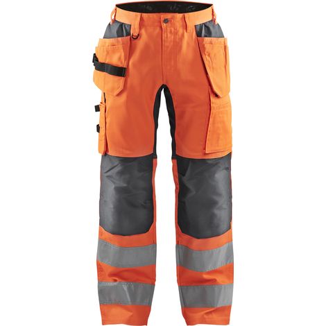 Pantaloni da lavoro ad alta visibilità elasticizzati artigianali 1552 - Arancione fluorescente/Grigio antracite L - FR(46) - SE(C52) - Lunghi