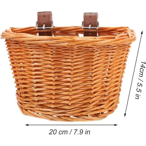 Panier de vélo amovible en osier tressé à la main en forme de D, pour guidon avant, petit accessoire de vélo pour le cyclisme, couleur aléat (1/5)