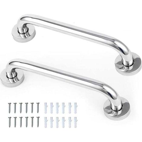 (2 pièces) Rampes de toilettes en acier inoxydable SUS304 - Rampes de 30 cm