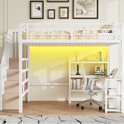 letto letto matrimoniale 140x200 con scrivania bianco OKMYHOME