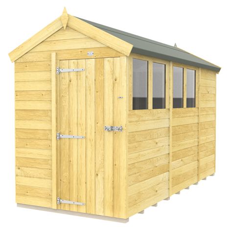 5 x 11 Feet Apex Shed - Single Door With Windows - Wood - L329 x W147 x H217 cm