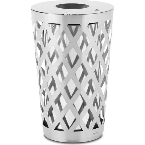 Papelera exterior redonda 50 x 50 x 80 cm acero inoxidable gris 140009749