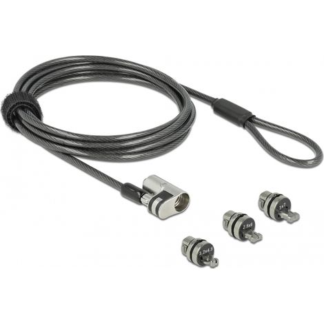 Navilock Cable de seguridad para portÃ¡til con 3 cabezales de cierre para Kensington, Noble Wedge y ranura Nano