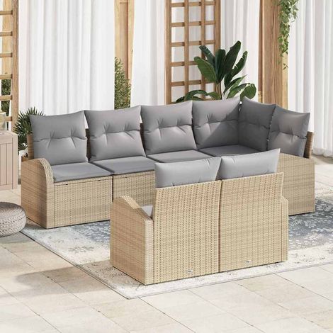 Gartensofa-set Beige Poly-Rattan
