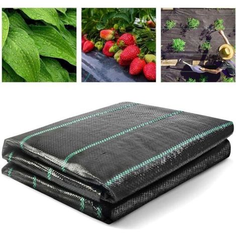 2x10m 100g/m² weed barrier geotextile, UV-resistant and permeable.