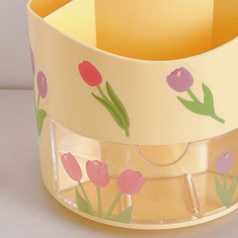 Porte-stylo rotatif, grande boîte de rangement de bureau pour fournitures de bureau, chambre d'étudiant, bureau d'enfant, porte-pinceaux de maquillage, style luxueux et léger (1/5)