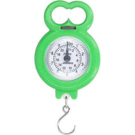 Hängende Hakenwaage, Mini-Federwaage 10 kg zum Angeln, Einkaufen, Gepäck und für andere Familienaktivitäten (grün)