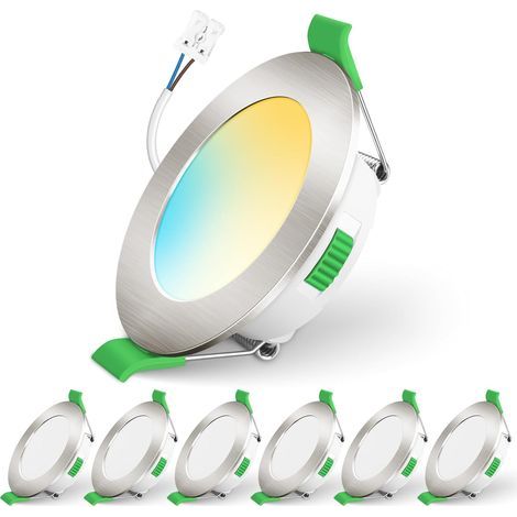 Set of 6 Recessed LED Spotlights, 12V, 4W, 3 Color Temperatures, IP44, for Kitchen, Campervan (1/5)